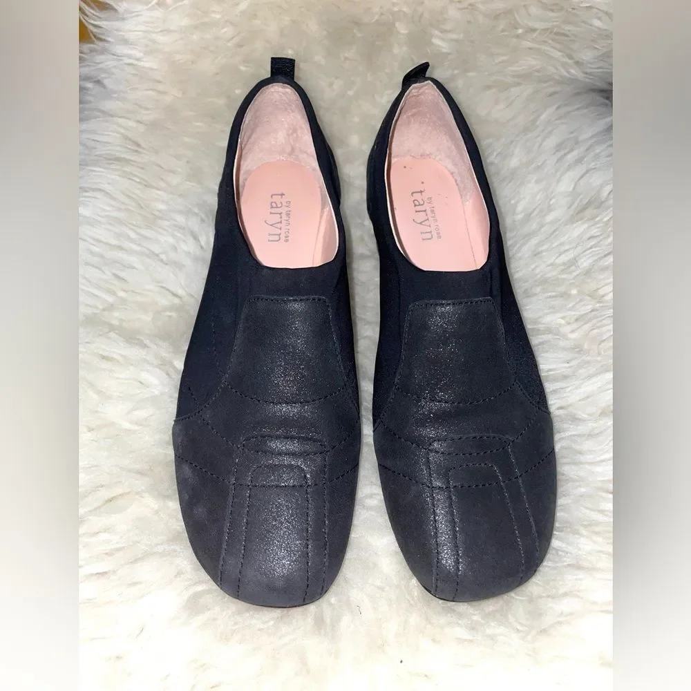 Taryn Rose Kuss Black Demi Wedge Comfort Slip On 9M